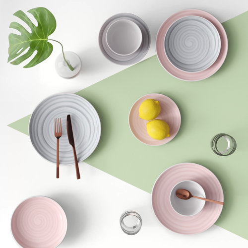 Hashtag Home Charpentier Porcelain China Dinnerware Set of 24